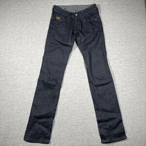 G-Star Raw Jeans Womens 26 Blue Straight Slim High Rise Dark Wash Made In Italy